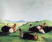George Catlin Buffalo Chase on the Upper Missouri Norge oil painting reproduction